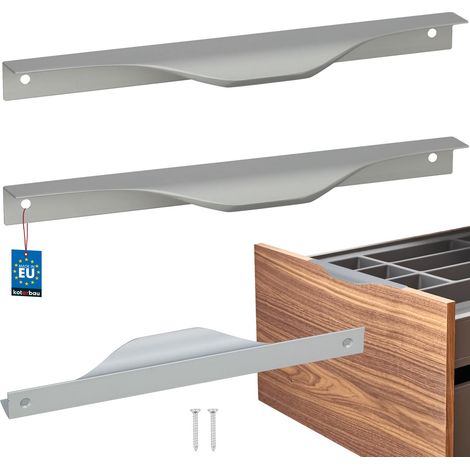 KOTARBAU® Moderner Aluminium-Möbelgriff mit silberner Kante, 192/212 mm, 2er-Set