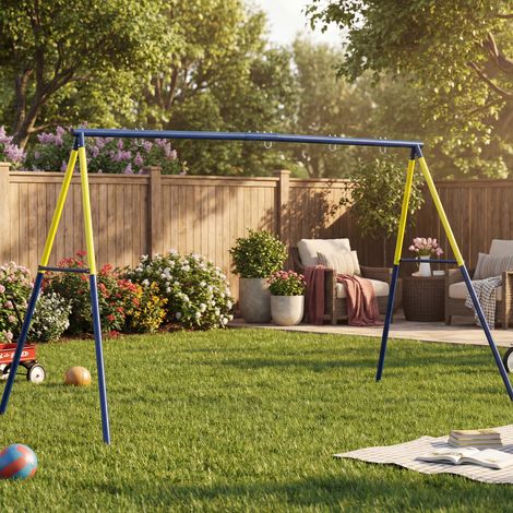 Estructura de Columpio Infantil Metálica para 2 Columpios Carga 150 kg para Asiento de Columpio Nido Azul