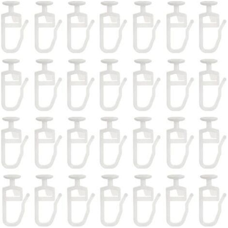30 Pcs Crochet de Rideau Rail Glisseur Rail Rideau Poulie à Rideaux en Plastique Blanc pour Rideau de Douche Porte et Fenêtre (1/5)