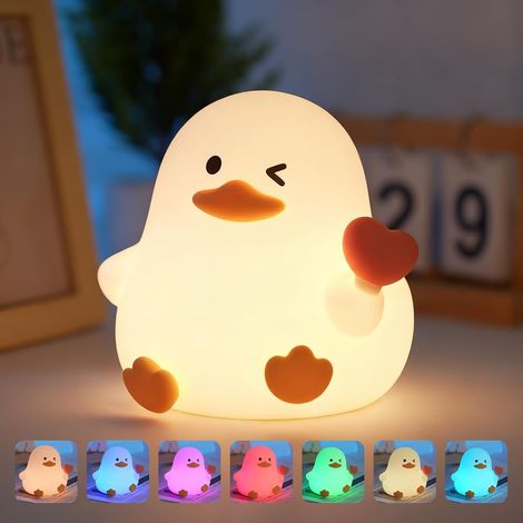 1 Veilleuse Canard Silicone Rechargeable 7 Couleurs 3 Luminosités Minuterie Chambre Bébé (1/5)