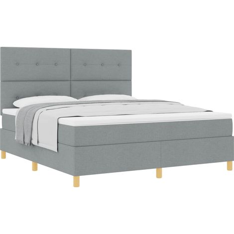 Maison Exclusive - Boxspringbett mit Kopfteil Hellgrau 180 x 200 (1/5)
