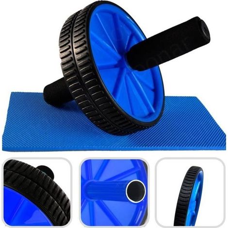 Roue Abdominale - TODECO - Ab Roller avec Tapis pour Genoux - Bleu - Charge maximale 100 kg (1/3)