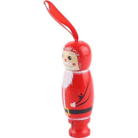 Pendentif Père Noël, décoration amusante en bois pour sapin de Noël. Artisanat ludique. (1/5)