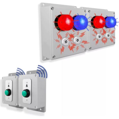 Kit double panique SOS sans-fil 2 sirènes + 2 flashs - Multi alerte Haute-résistance 800m 2 boutons pro (PROTECT 800) (1/5)