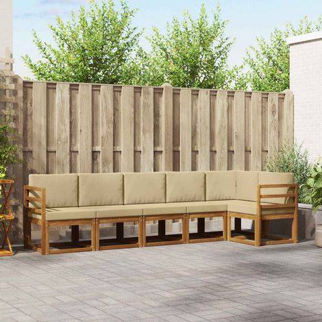 vidaXL  Outdoor Sofa Set  with Cushion 6 pcs Natural and Beige