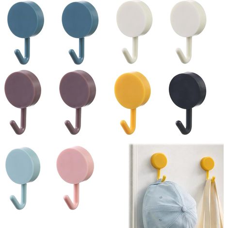 Lot de 10 crochets muraux autocollants Organisation sans perçage pour salle de bain et cuisine Adhérence maximale sur le carrelage et le bois Porte-serviettes élégant (1/5)