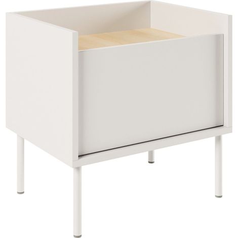 Selsey Tovi - Comodino a 1 anta, 50 cm, Bianco / Effetto Rovere (1/5)
