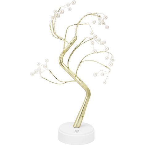 Lampe de table en forme d'arbre à bonsaï, réglable, utilisation sûre, veilleuse stable avec fil de cuivre, câble USB pour la maison, Noël, le bureau, 36 L, perle chaude (1/5)