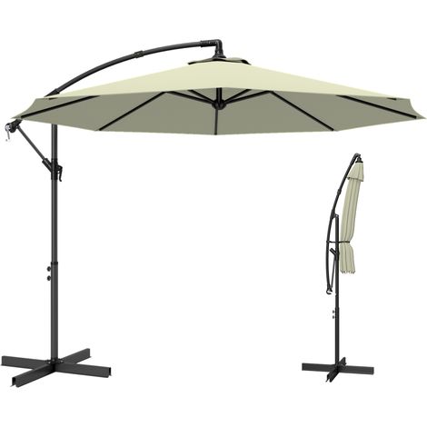 Outsunny 3(m) Banana Parasol Cantilever Umbrella Garden