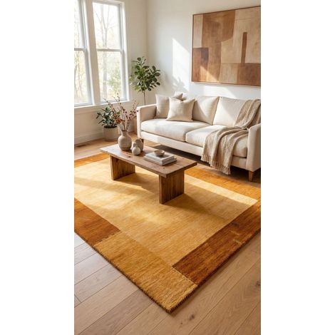 Tapis Gabbeh indien Tapis Tella - Tapis en laine - 300x250cm, Rectangular - 100% Laine vierge - Tissé main - Or (1/5)