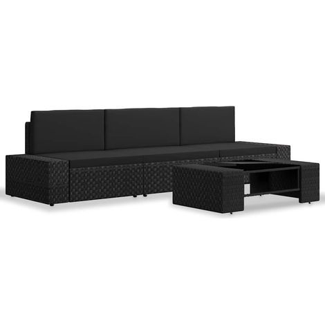 Maison Exclusive - 4-tlg. Garten-Lounge-Set Poly Rattan Schwarz (1/5)