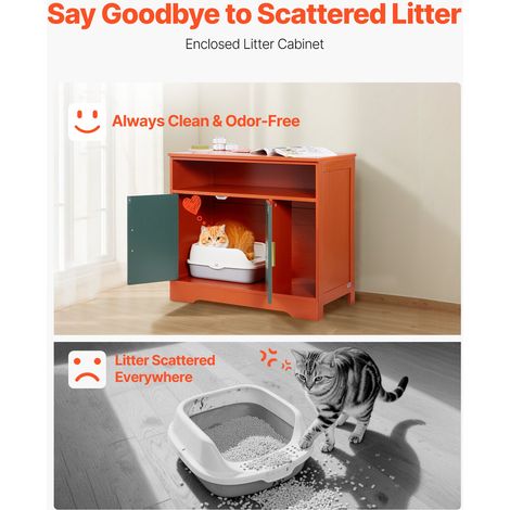 Meuble Bac à Litière Chat Armoire Cache Maison de Toilette de Chat Intérieur Moderne, Niche Cache-litière en Bois, Compatible pour… (1/5)