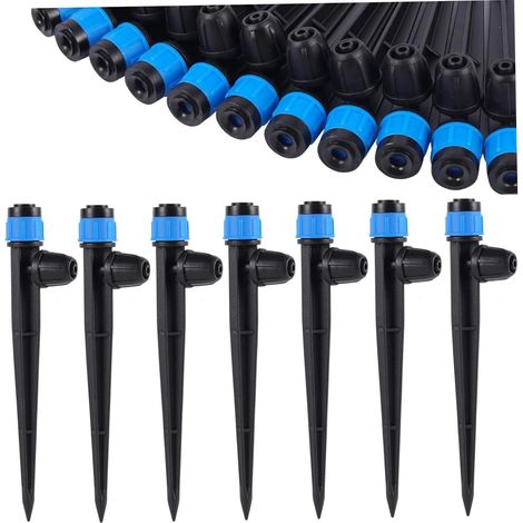 30 goutteurs par paquet, avec système de verrouillage et diffuseur à 8 trous, connecteur réglable, adaptés aux systèmes d'irrigation de jardin, bleus. (1/3)