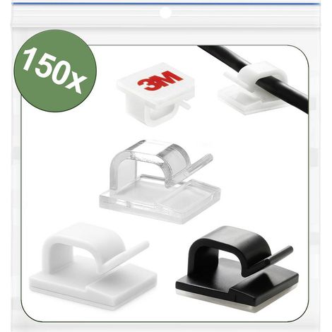 Quadrios 25CA752 Clip de câble autocollant 25CA752 Plage de Ø du faisceau 1 à 7 mm noir, blanc, transparent 150 pc(s)