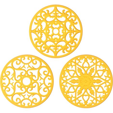 Dessous de plat en silicone extra épais pour plats chauds, casseroles et poêles, manique, dessous de plat pour protéger votre table et votre plan de travail, lot de 3 (1/5)