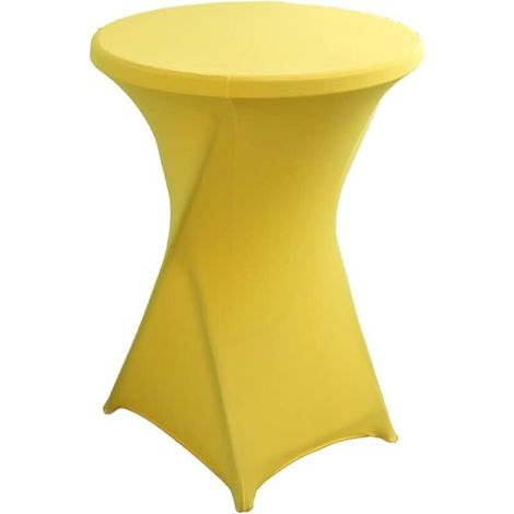Nappe Housse Lavable Nappe Mange Debout Ronde Protection pour Bar Table de Banquet de Mariage Table Cocktail Haute de Bistro (Jaune, φ:60cm×H:110cm)