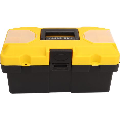 Tragbarer, zweistöckiger Werkzeugkasten aus Kunststoff, DIY-Aufbewahrung mit Griff und Schloss, 35 cm großer Werkzeugkasten für Werkstatt/Garage, Organizer für Heimwerkerbedarf (1/5)