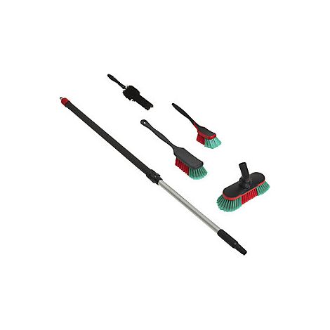 Juego de cepillos para coche  4 cepillos y 1 mango telescópico 