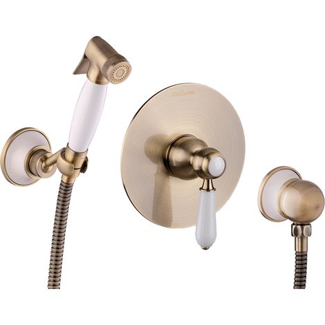 PaulGurkes Bronze Bidet-Set Retro Unterputzarmatur Antik Nostalgie Spraybrause (1/5)