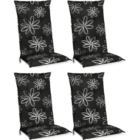 Beautissu 4er Set Hochlehner Auflage Flores 120x50x6cm