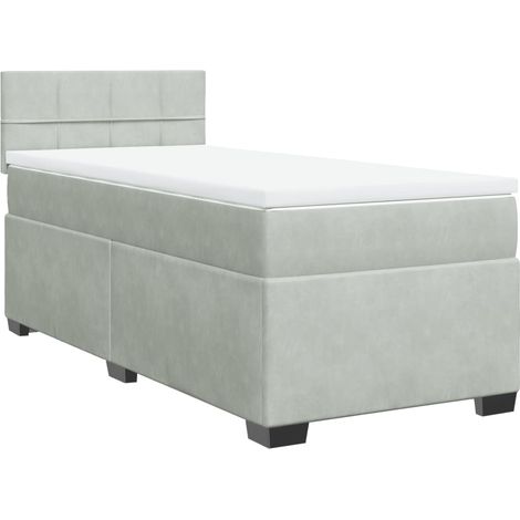 Maison Exclusive - Cama box spring con colchón terciopelo gris cl (1/5)