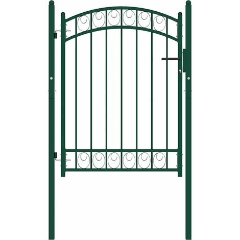 Portail de jardin,Portail de clôture,Portillon de jardin avec dessus arqué Acier 100x125 cm Vert CFW25352 (1/5)
