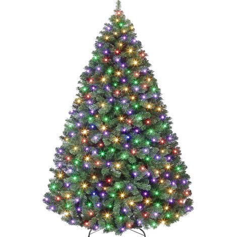 Sapin de Noël Artificiel de 140 cm avec 150 lumières, en PVC, avec 380 Branches Vertes, diamètre 92 cm, avec Pied en métal et Parasol Pliable. (1/5)