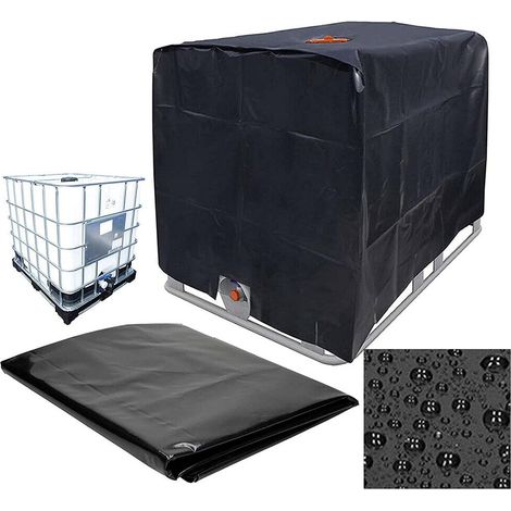 Bâche De Protection en Tissu Oxford 210D pour Conteneur IBC 1000L, Housse De Protection IBC Étanche, 120X100X116cm (Noir) (1/4)