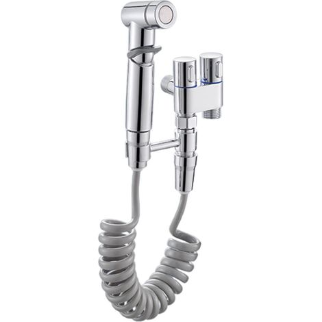 Ensemble pulvérisateur bidet portable pour toilettes - Pistolet avec vanne d'angle, hygiène personnelle (galvanoplastie)