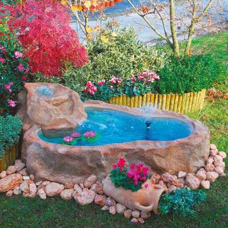 Laghetto Artificiale Roccia Fuori Terra 220x140x40/60 cm 270 Litri (1/3)