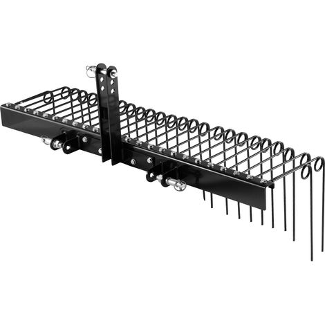 Mophorn Rastrillo para Tractor de 150 cm de Ancho, Herramienta de Césped con 26 Púas de Acero Flexible, Compatible con Tractores de Categoría 1 con Enganche Tripuntal, Ideal para Limpieza Agrícola