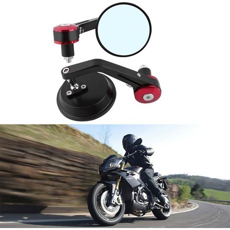Universeller Motorrad-Rückspiegel, roter Retro-Stil, Seitenrückspiegel, Lenkerendenspiegel für 7/8"-Lenker (22 mm), passend für Honda, Suzuki, Yamaha und Harley-Davidson