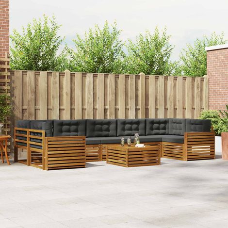 Outdoor-Sofagarnitur mit Kissen 8 pcs Natur und Anthrazit (1/5)