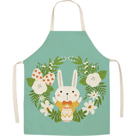 Tablier De Cuisine - Polyester Imprimé Thème Pâques - Pour Adulte - Usage Multifonctionnel En Intérieur Et En Extérieur - 65 x 75 cm - 1 Pièce (1/5)