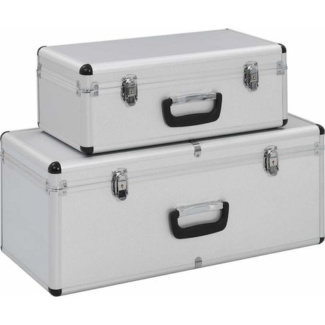 vidaXL Boîtes de rangement 2 pcs Argenté Aluminium (1/5)