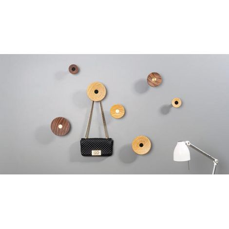 Patère Zoot 7001 - talla Noir mat / chêne / 90 mm