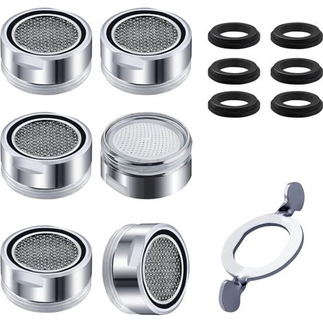 M24 Mousseur Robinet Cuisine Economie Eau 6pcs Filtre Robinet Filtre Lavabo Aerateur Robinet Filtro in Acciaio Inox + ABS con 6 Joints et 1 Clé Chromée (1/5)