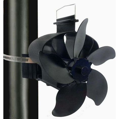 5 Pale Magnétiques Ventilateur Poele à Bois, Amélioration Alimenté à la Chaleur Ventilateur Cheminee, Silencieux avec Thermomètre pour Bois/Bûches/Cheminée/Tuyau de Poele rechange anne
