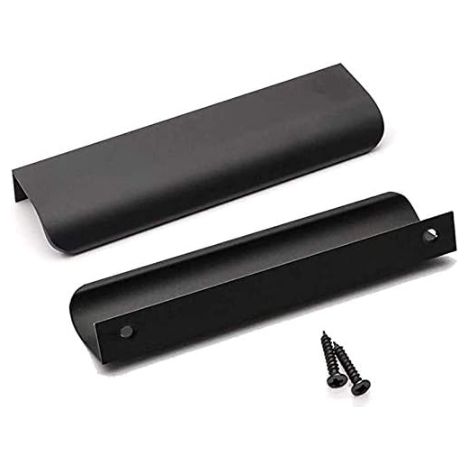 Poignee de Meuble Cuisine Invisible Poignée Mat en Alliage d' Entraxe 128mm Lot De 5 Aluminium Noir (1/5)