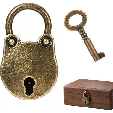 Mini cadenas avec clé, bronze antique, style vintage, résistant à la rouille