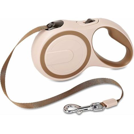 Laisse rétractable pour chien, frein et verrouillage à un bouton, laisse extensible à 360° anti-nœuds avec sangle en nylon tressé haute densité (M, marron)