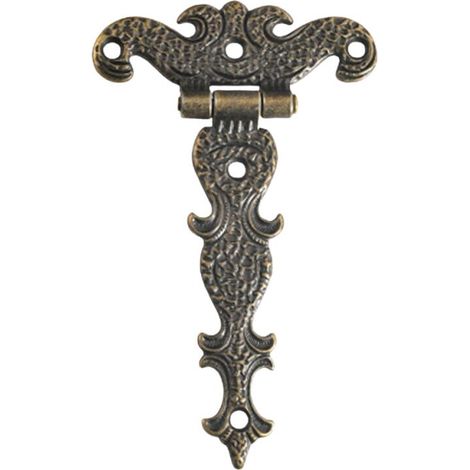 Juego de 4 bisagras robustas de estilo vintage, también aptas para puertas de granero y portones de cerca (11,3 x 6,9 cm, bronce). (1/5)