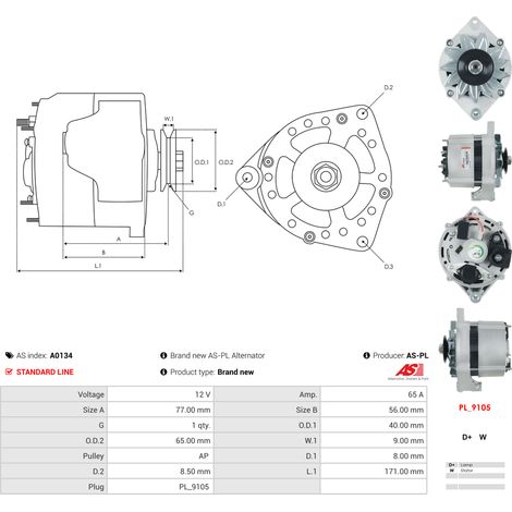 Alternateur AS-PL A0134 ALFA ROMEO 10480409 1204006 1204007 1204014 1204041