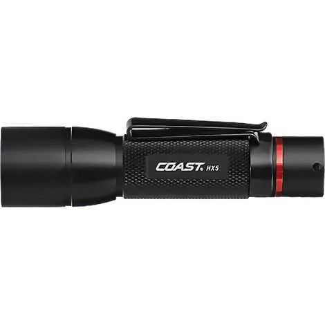 Coast Lampe torche LED 130 lumens, faisceau réglable, clip de poche, boîtier en aluminium, IPX4 résistant aux éclaboussures, portée 79 m, pile AA incluse, torche EDC compacte pour travail et camping (1/3)