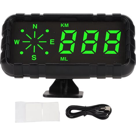 Affichage Tête Haute GPS Universel Alarme Vitesse Alimentation USB Police Verte Commutation KMH MPH pour Voitures (1/5)
