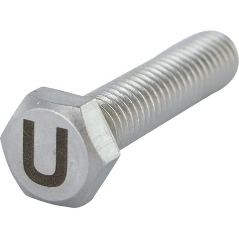 Vis métaux Tête hexagonale TH 8X35 Inox A4 Gravure LETTRE "U"-100 pièces