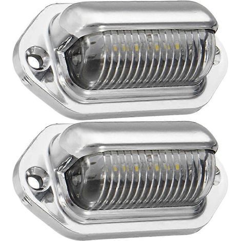 Lot de 2 éclairages de plaque d'immatriculation LED 12V-24V pour portières de camping-cars et camions (argenté)-6.6X3.3CM-Silver (1/2)
