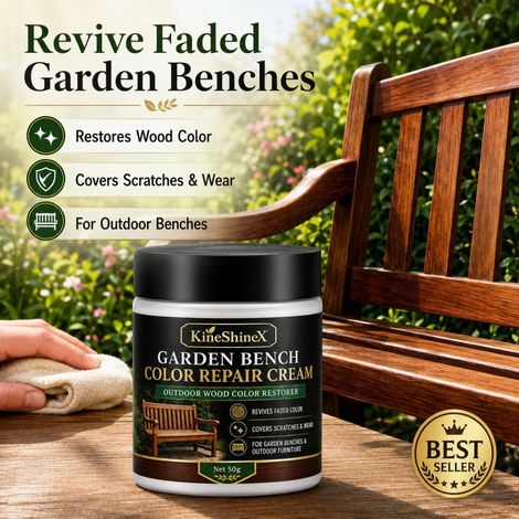 KineShineX Farbreparaturcreme für Gartenbänke: Frischt verblasste Farben und Kratzer auf und erneuert hölzerne Gartenmöbel. (1/5)