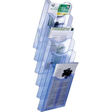 Archivio 2000 archiplay espositore a parete 6 scomparti din a4 verticale 190x235x685 mm blu trasparente