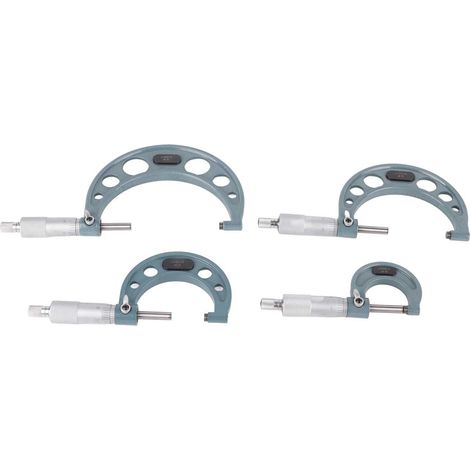 Micromètre impérial 0-4 pouces (4 pièces) pour diamètre extérieur, outil de mesure de haute précision avec clé (1/5)